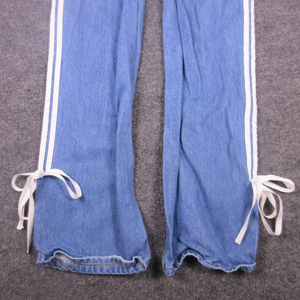 Telepatia Jeans Womens 00 Blue Side Stripe Wide Leg Bow Hem Denim 23x29 Casual